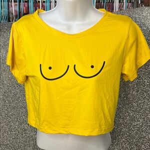 SHEIN Bright Yellow Graphic Crop Top